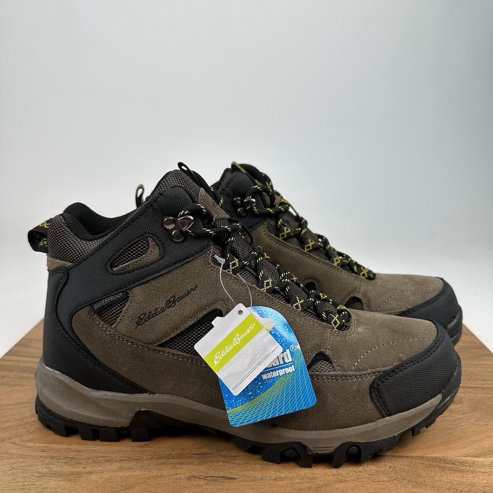 NEW Mens Eddie Bauer Brighton Leather Waterproof Hiking Boots Shoes Size 8.5 M